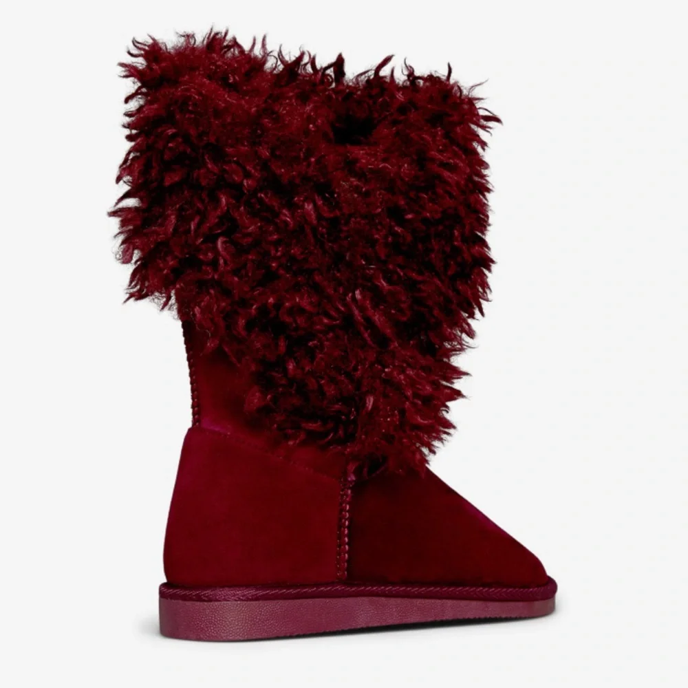 NEW LORRETTA FAUX FUR FUZZY BOOTS - Picture 2 of 3